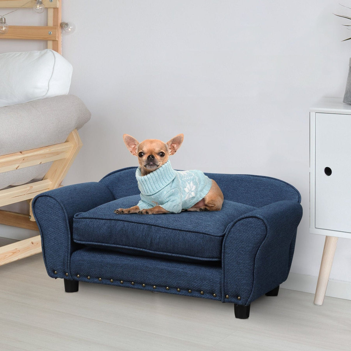 Azure Comfort XS/S Pet Sofa – Plush Blue Haven