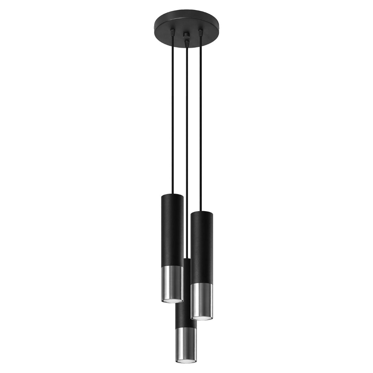 Contemporary Pendant Lamp LOOPEZ 90cm Height 3 Lights Black & Chrome