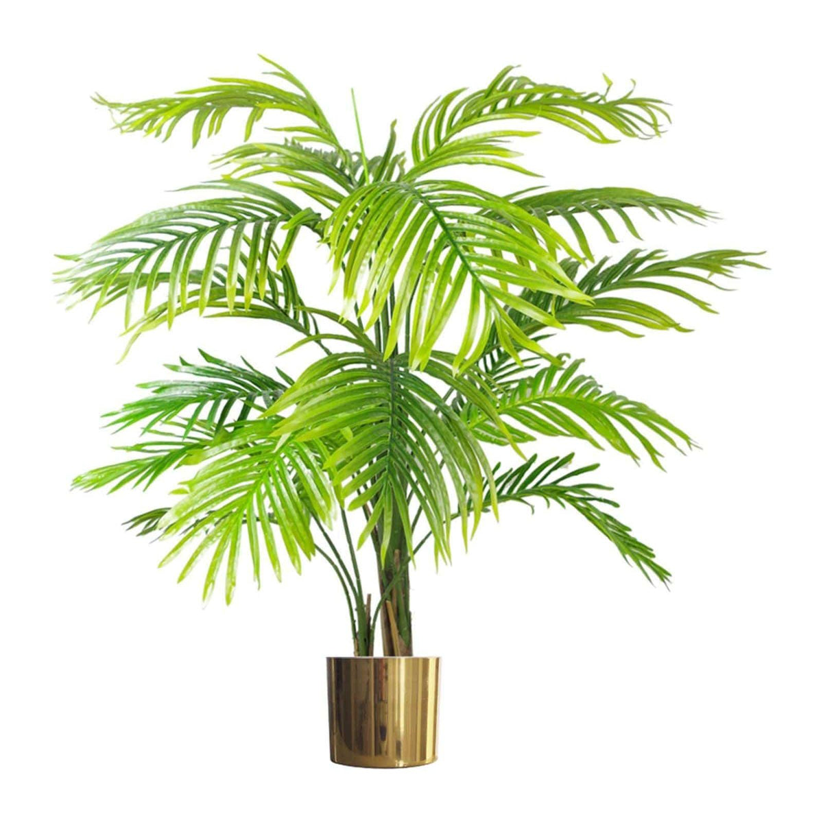 130cm Artificial Areca Palm Tree – Extra Large with Gold Metal Planter