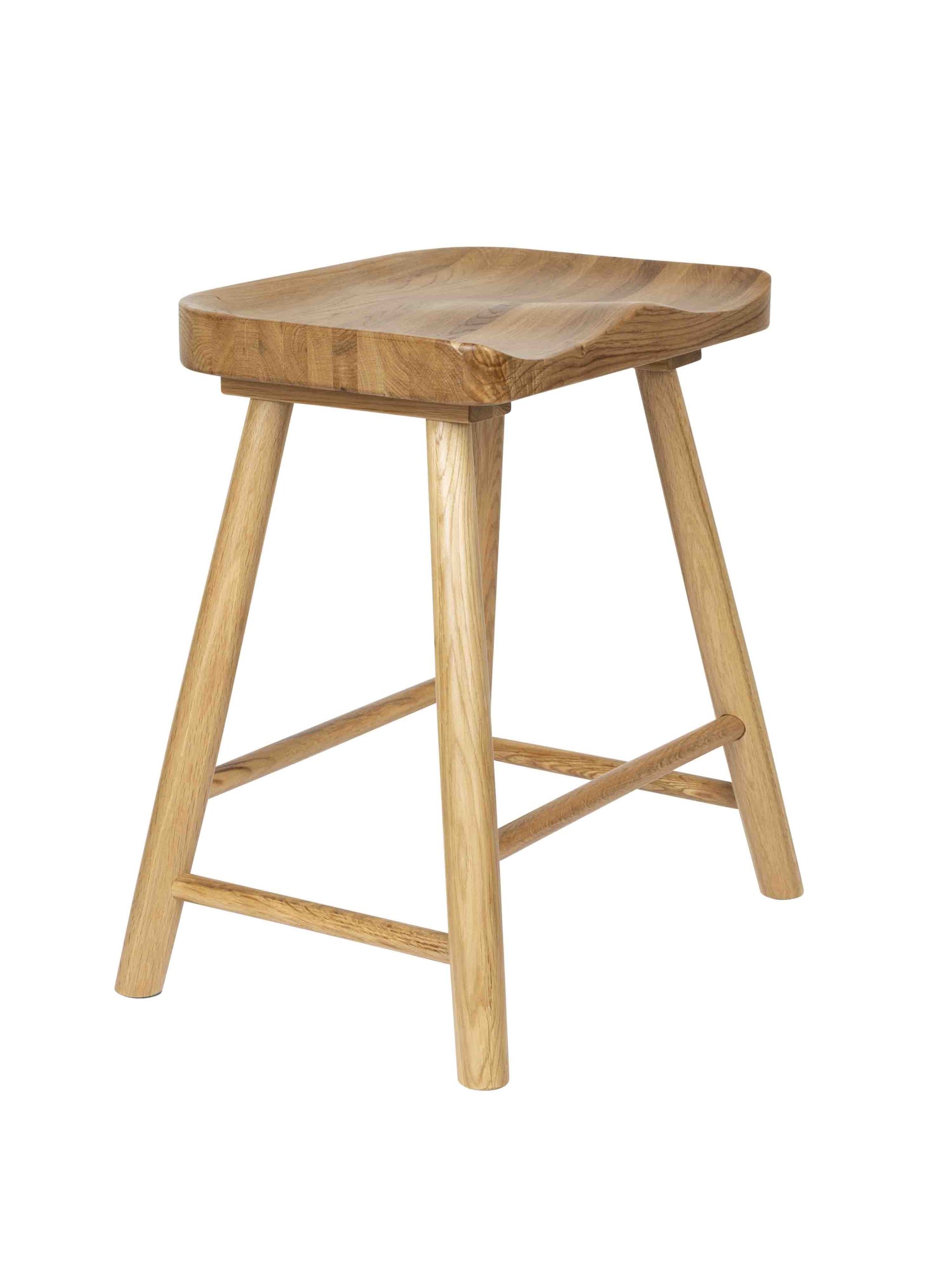 Cleveland Solid Oak Short Wooden Stool – Natural