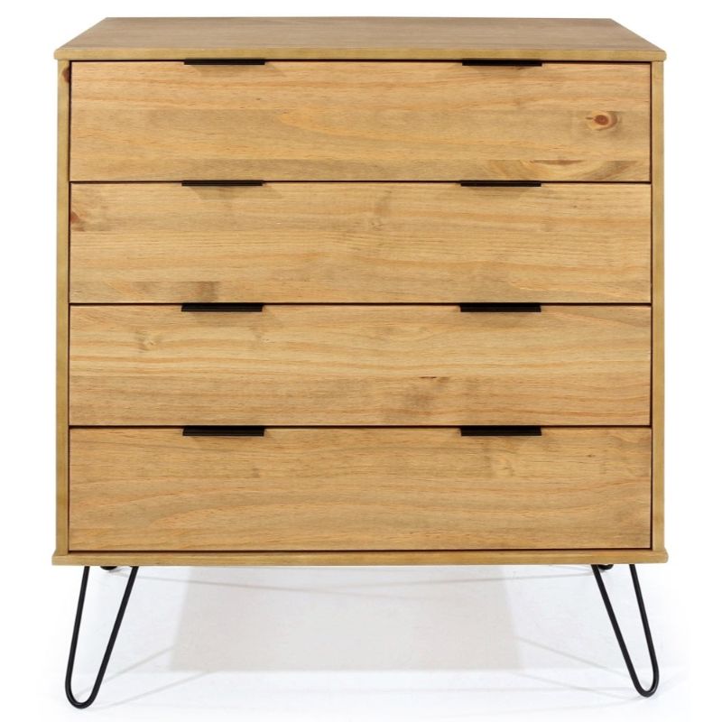 Augusta Pine 4 Drawer Chest with Hairpin Legs