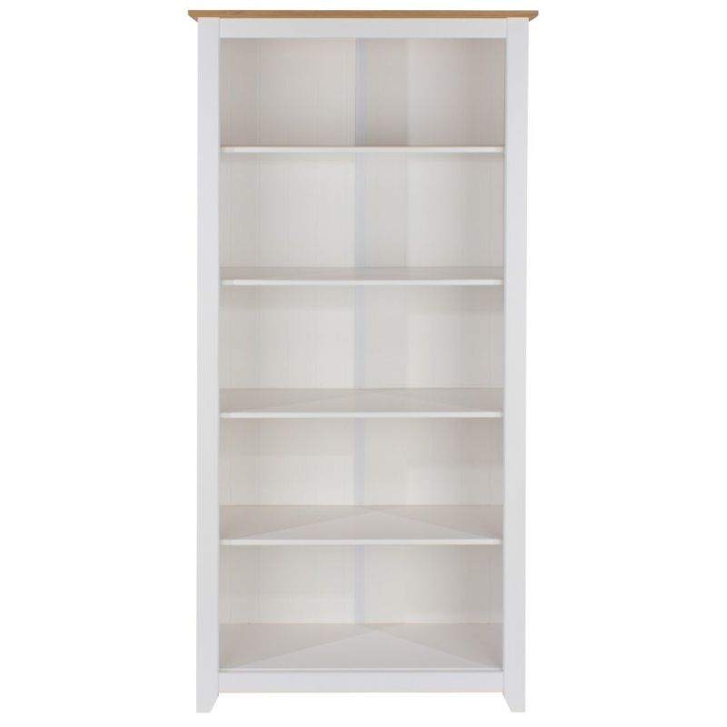 Capri White & Solid Pine Tall Bookcase