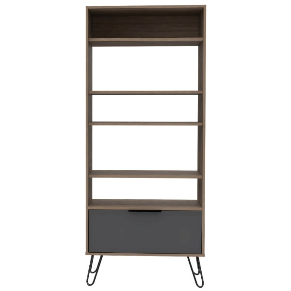 Vegas Grey Melamine Bookcase with Hairpin Legs