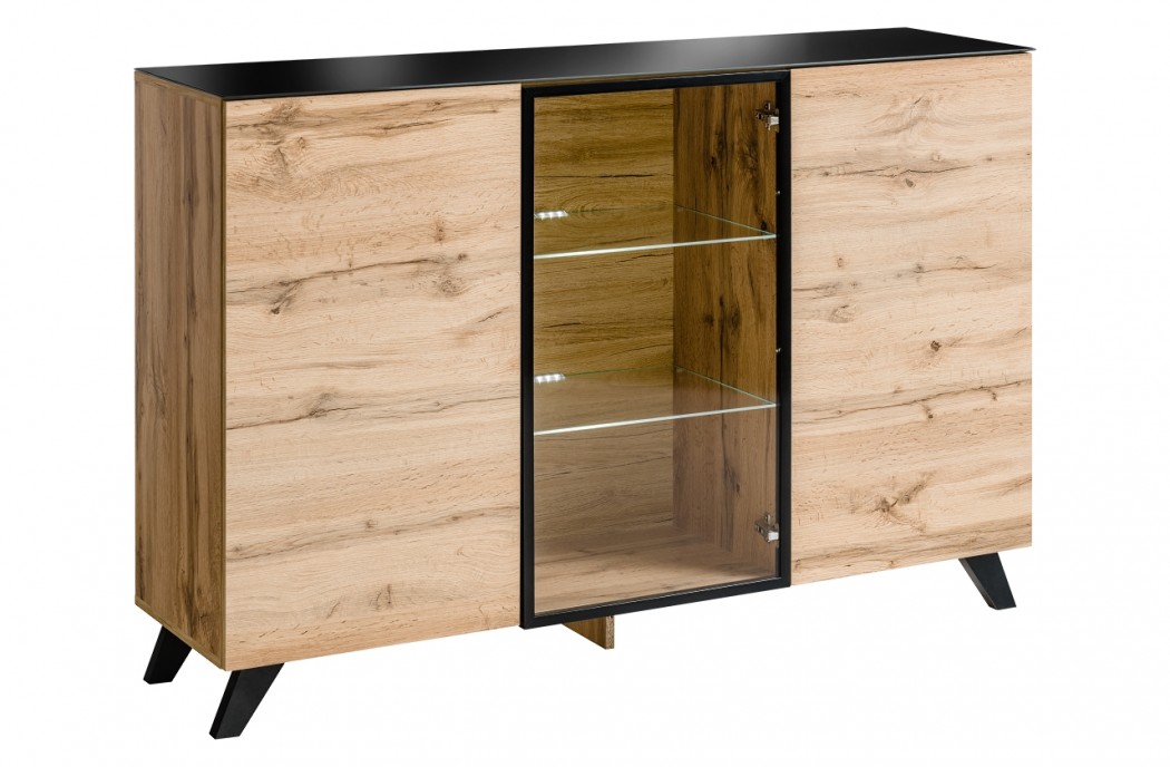 Living Room Furniture Thin Sideboard Oak/Black