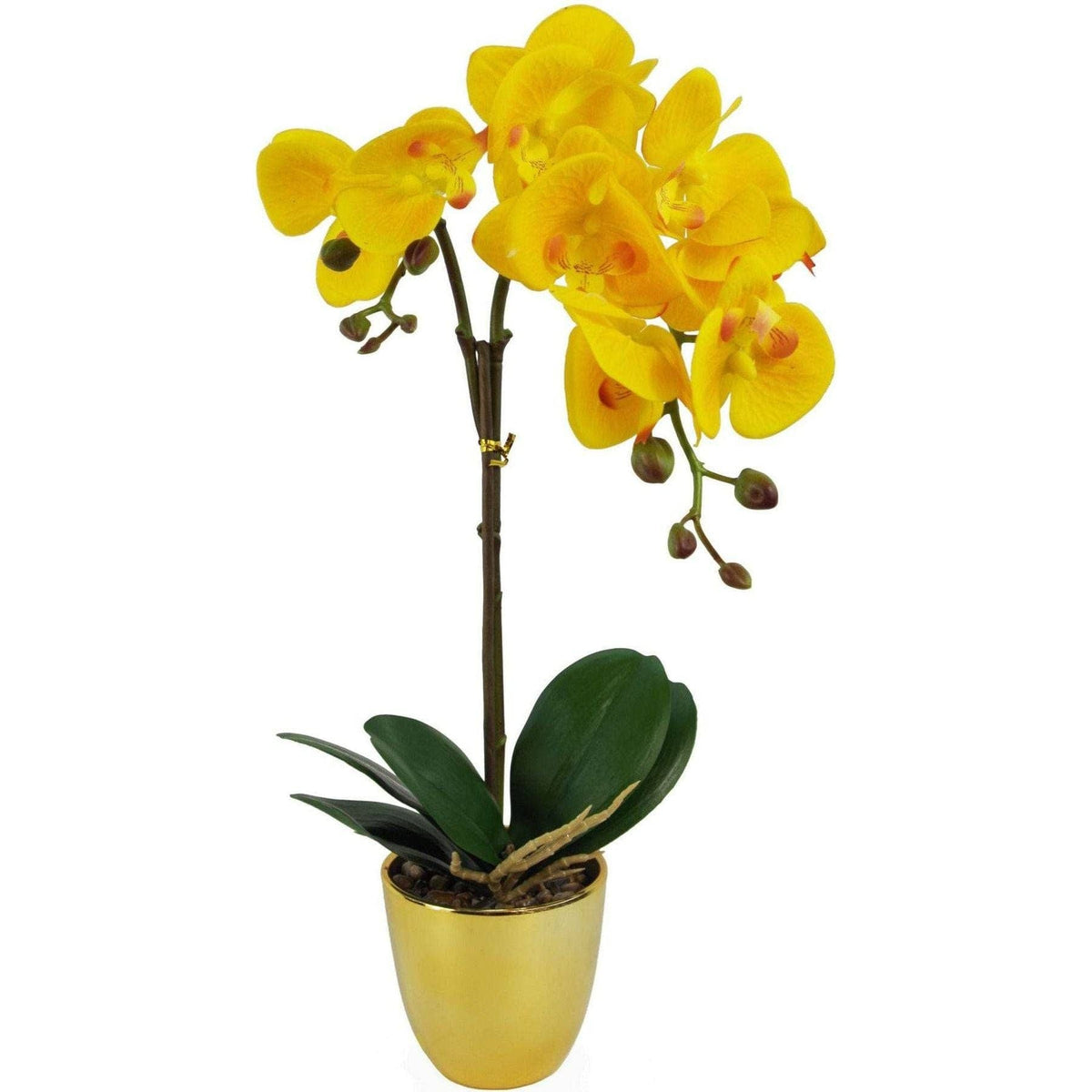 48cm Yellow Artificial Orchid with Gold Pot