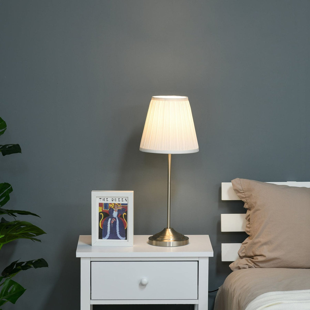 Silver Sheen Pleated Table Lamp