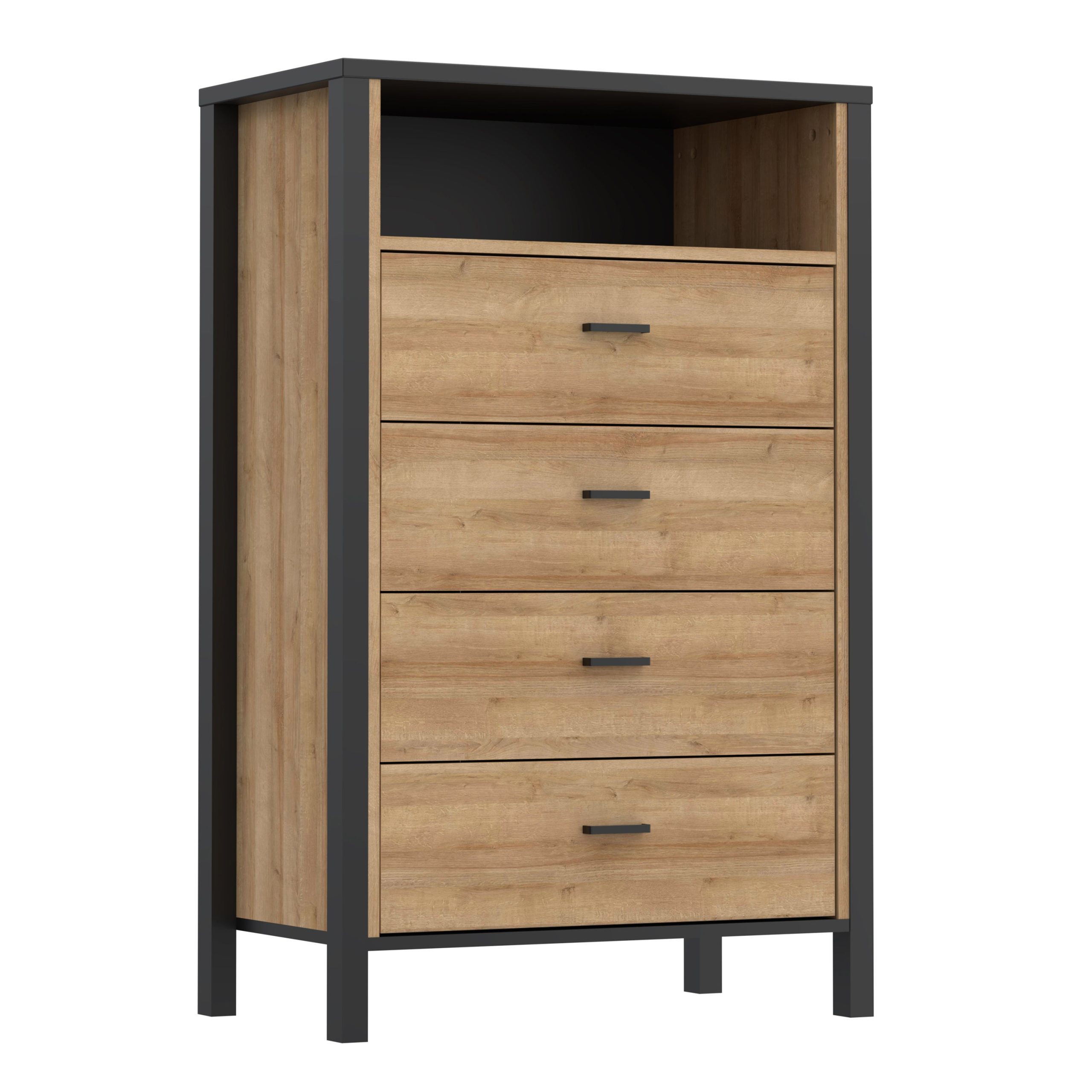 High Rock Chest of Drawers in Matt Black/Riviera Oak