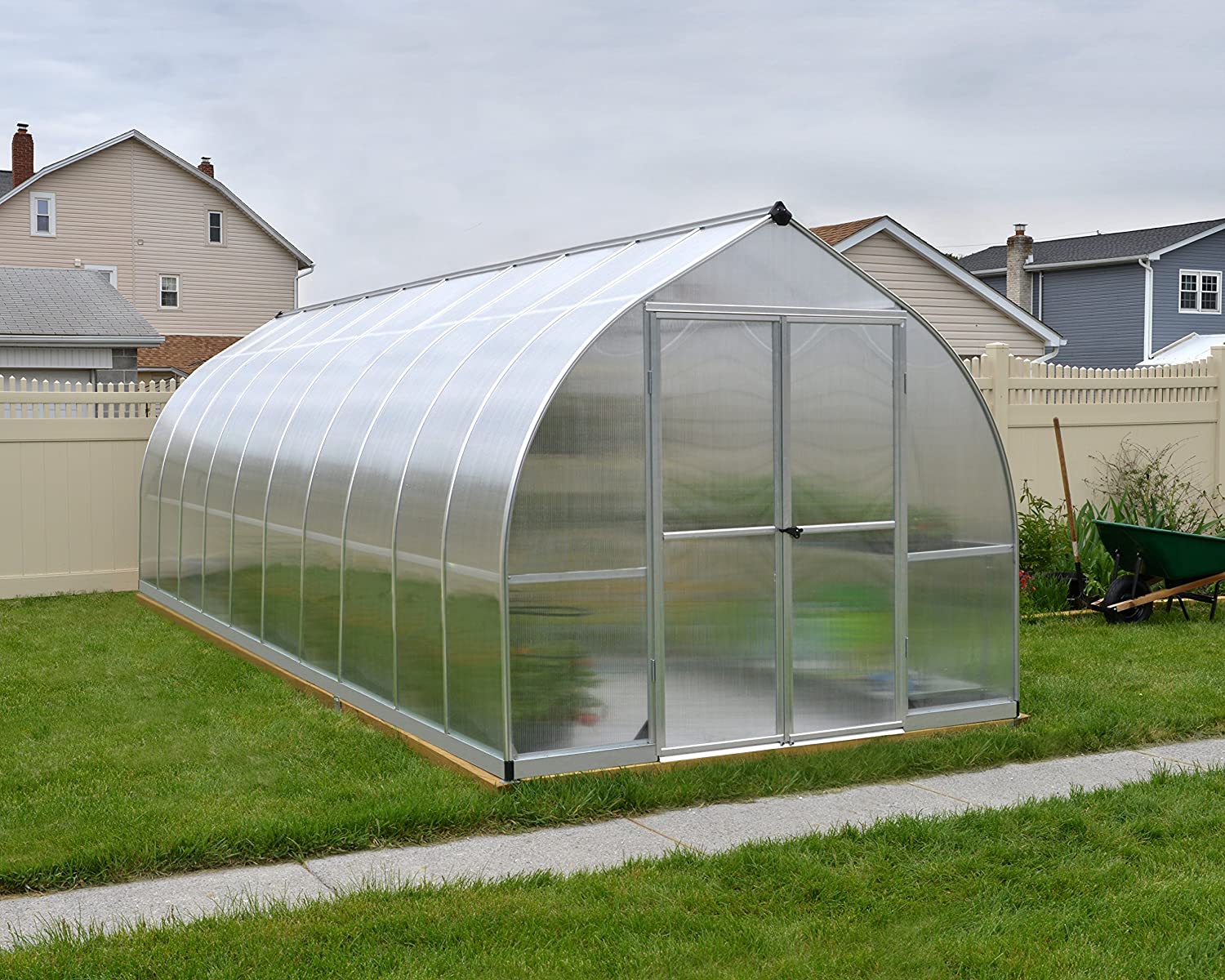 Bella 8′ x 16′ Greenhouse – Silver Frame & Twinwall Polycarbonate Panels