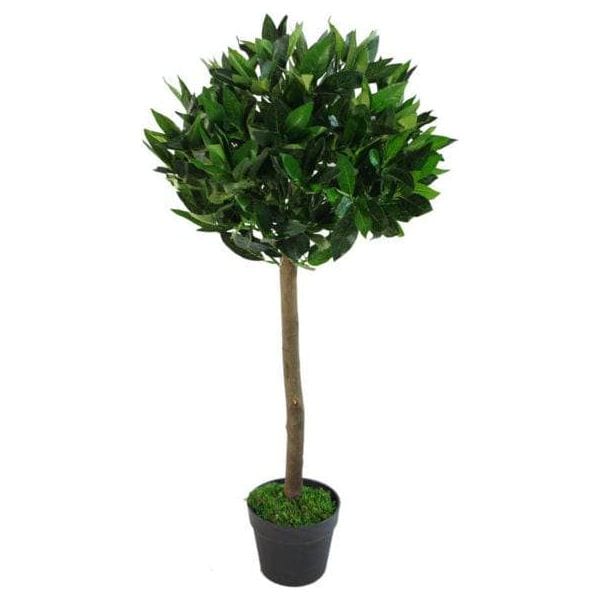 90cm Plain Natural Trunk Artificial Topiary Bay Laurel Ball Tree