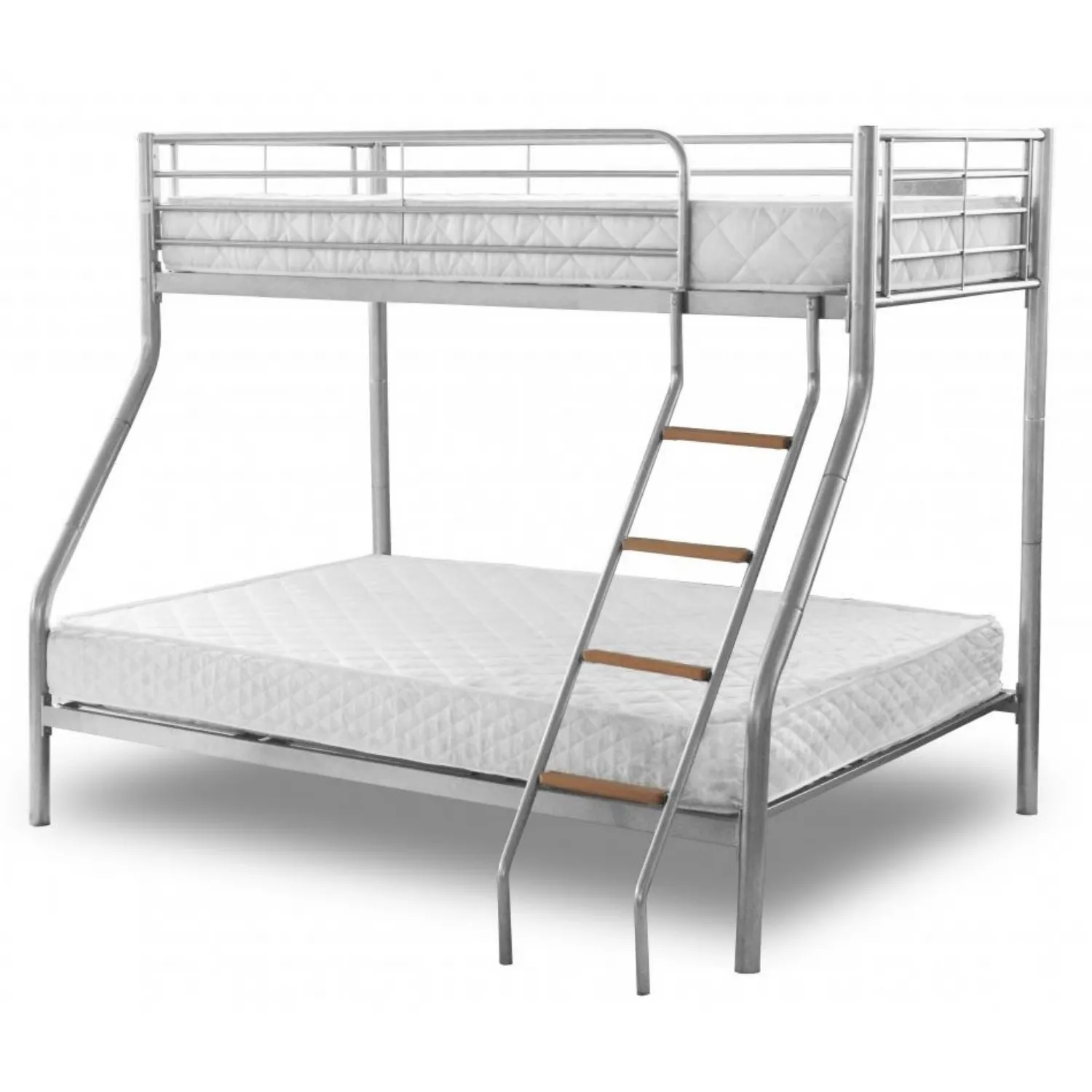 Silver Metal Triple Sleeper Bunk Bed with Double Bed