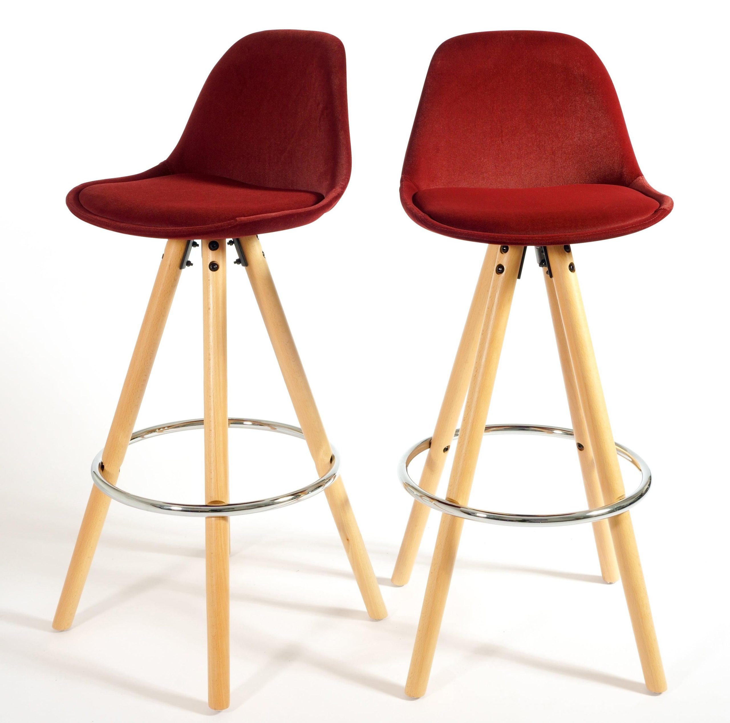 Barcelona Bar Stools Matte Velvet – Burgundy