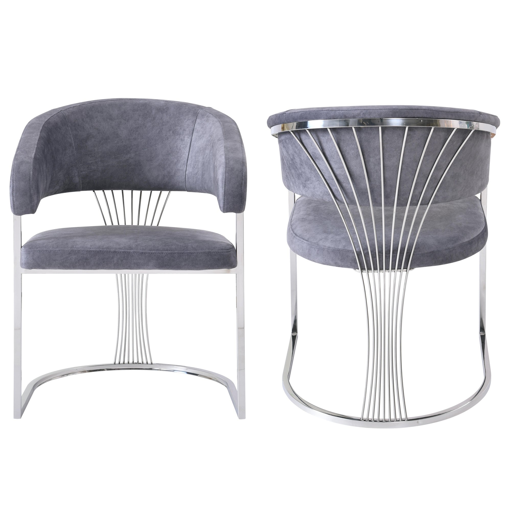 Portia Grey & Silver Frame Dining Chairs – Sold In Pairs