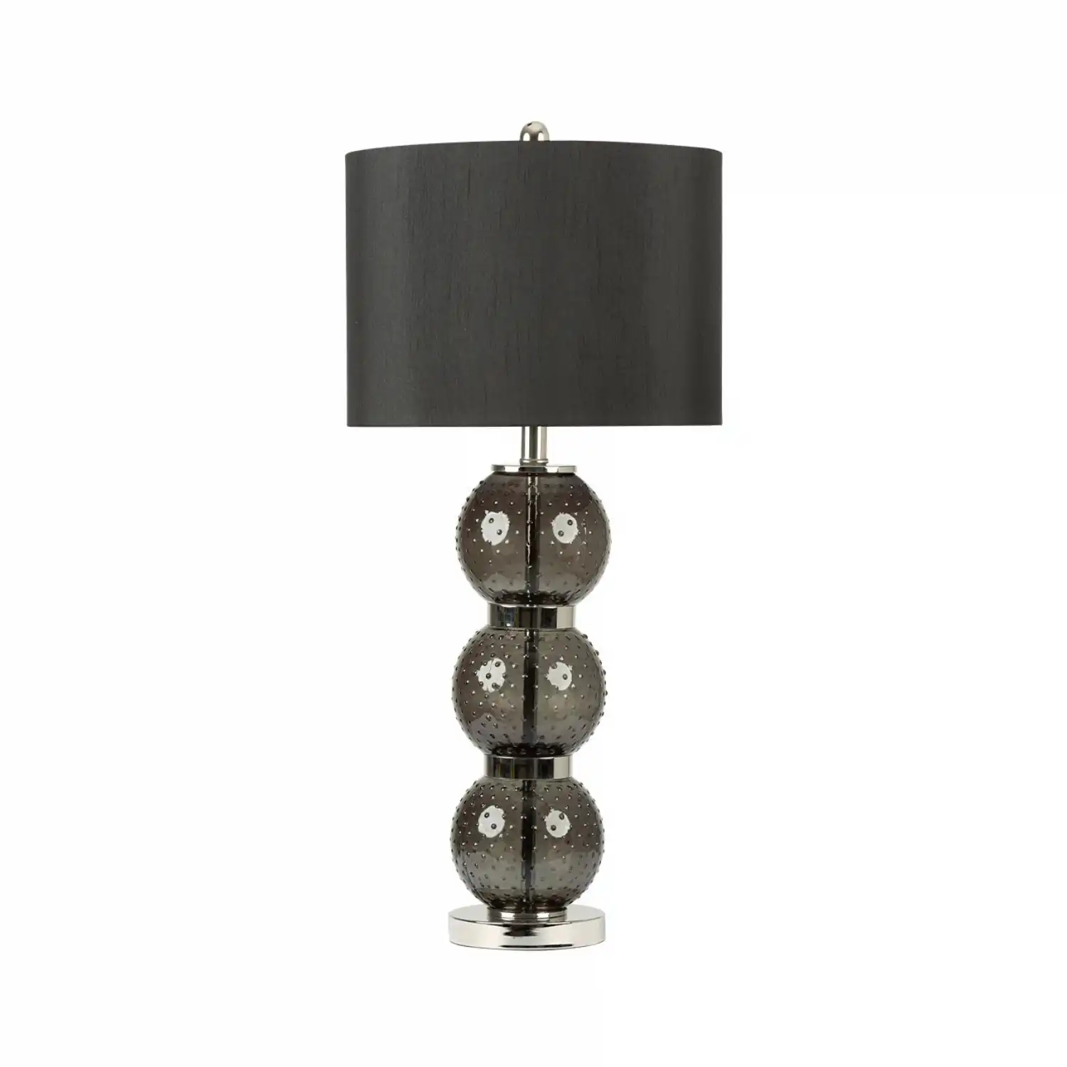 Clear Black Glass Table Lamp Black Faux Silk Shade