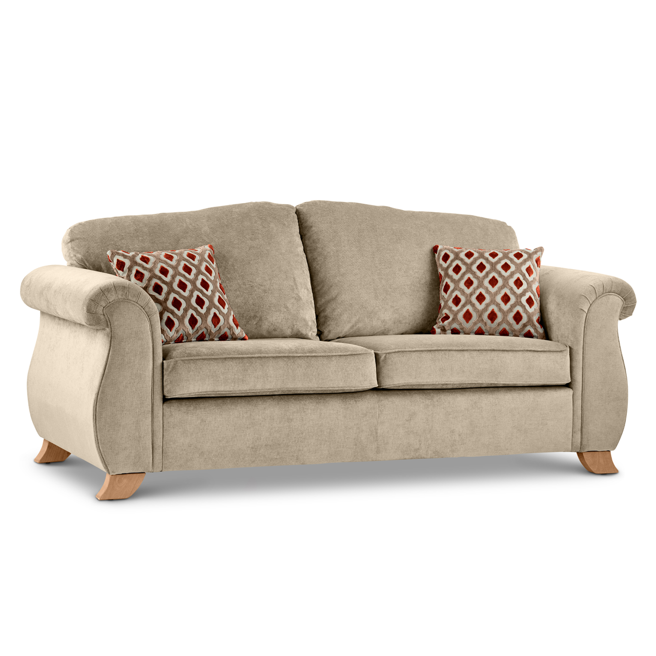 Freya Mink Fabric 3 Seater Sofa