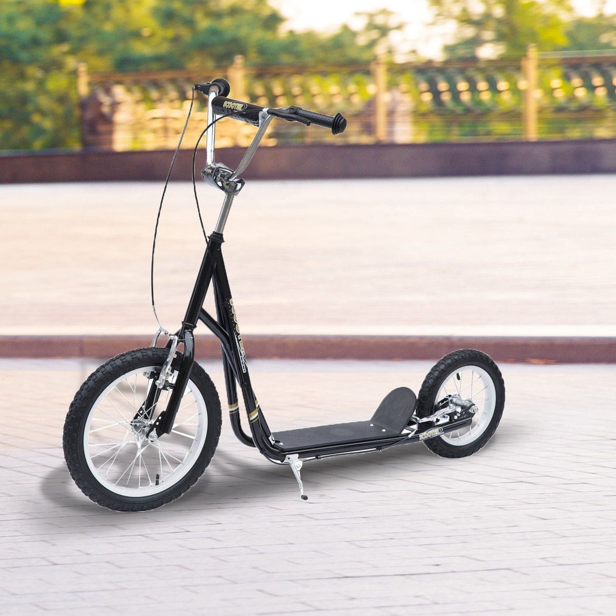 Push Scooter with Pneumatic Tyres – Black