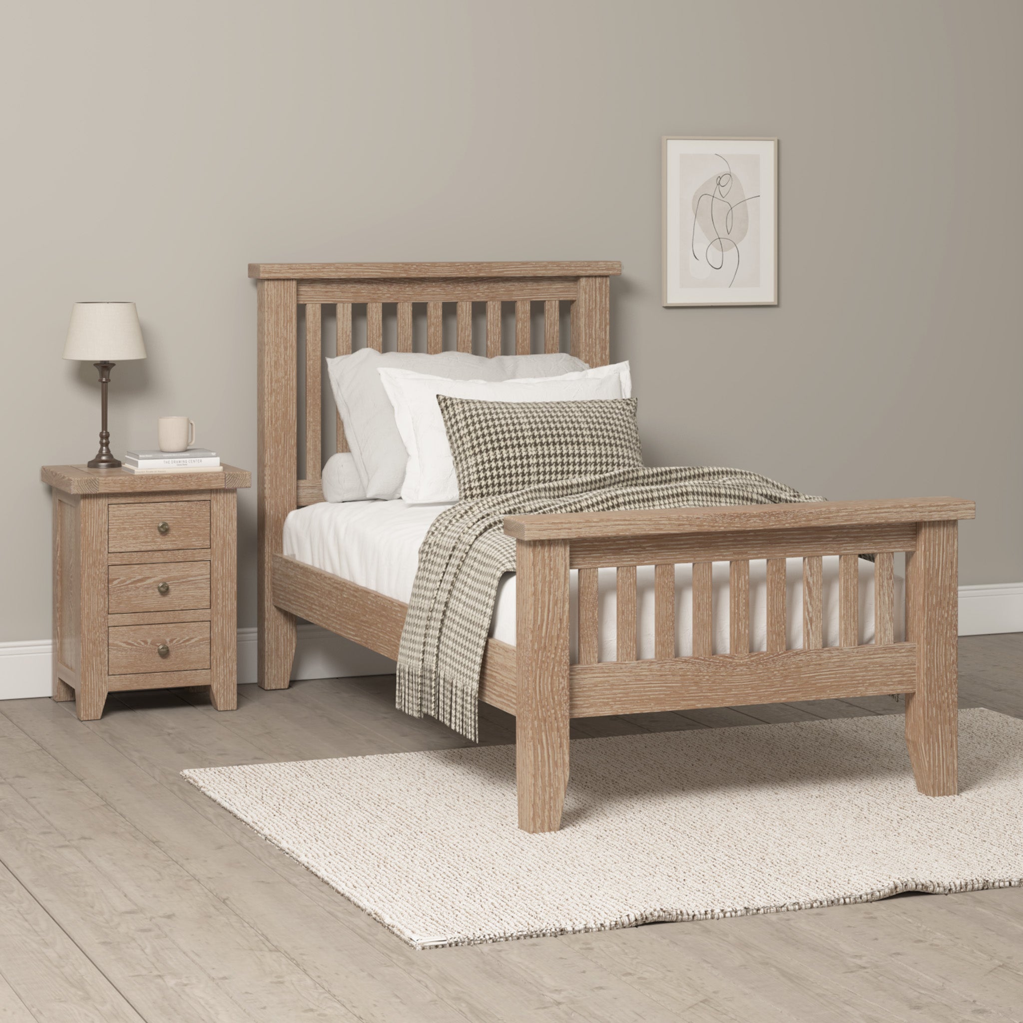 Burford 3ft High-End Single Bed Frame in Natural Oak