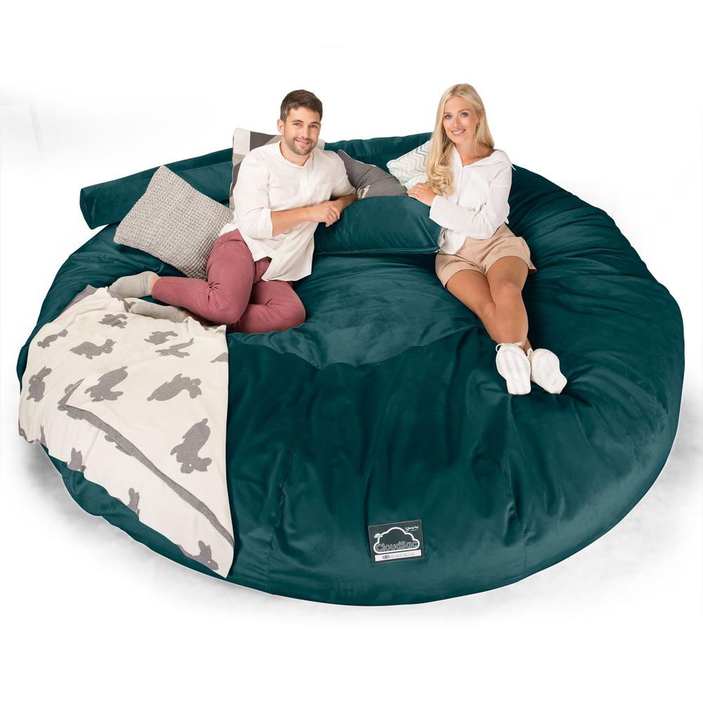 CloudSac 5000 XXXXXL Titanic Memory Foam Beanbag Sofa Velvet Teal