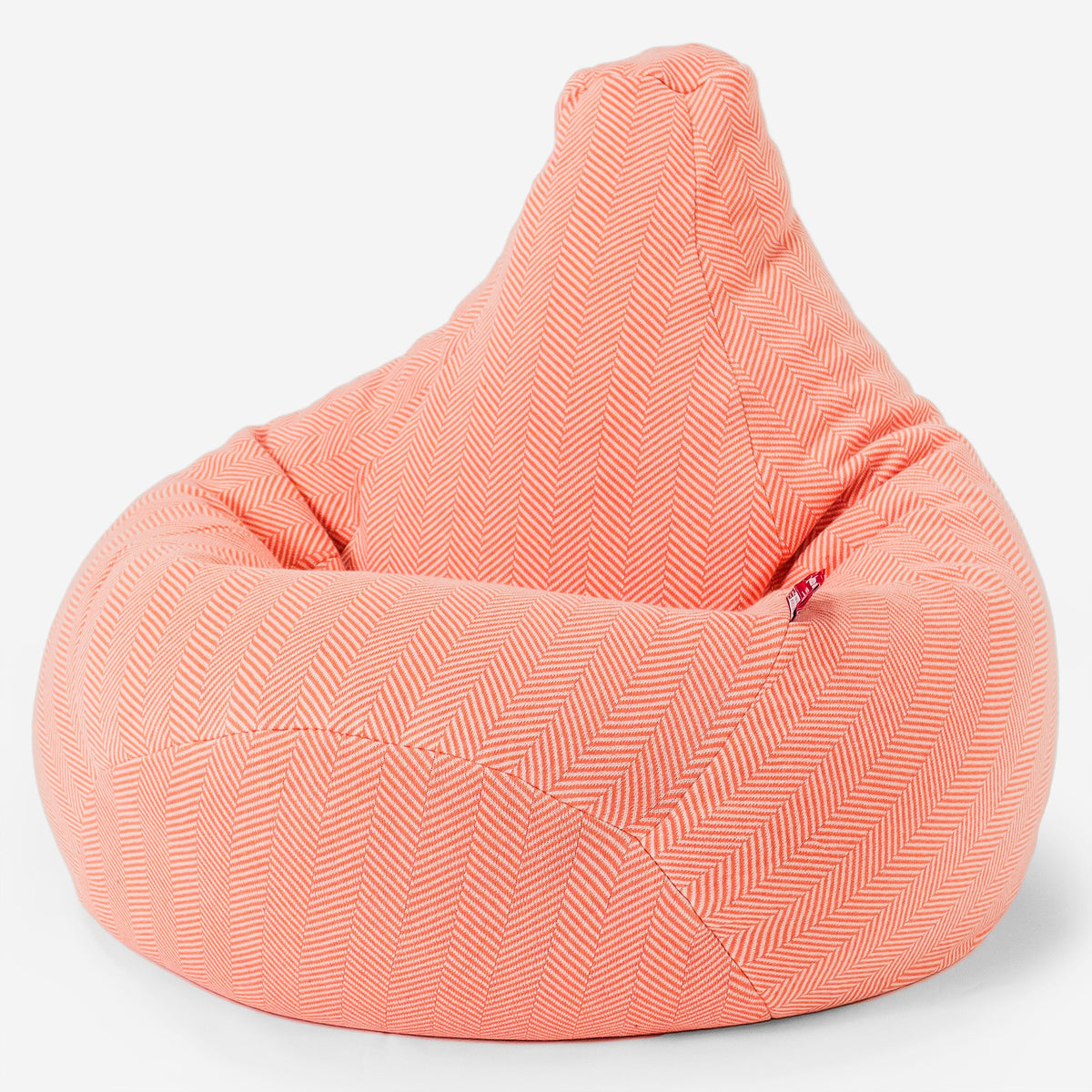 Highback Bean Bag Chair Cotton Blend Herringbone Coral Pink