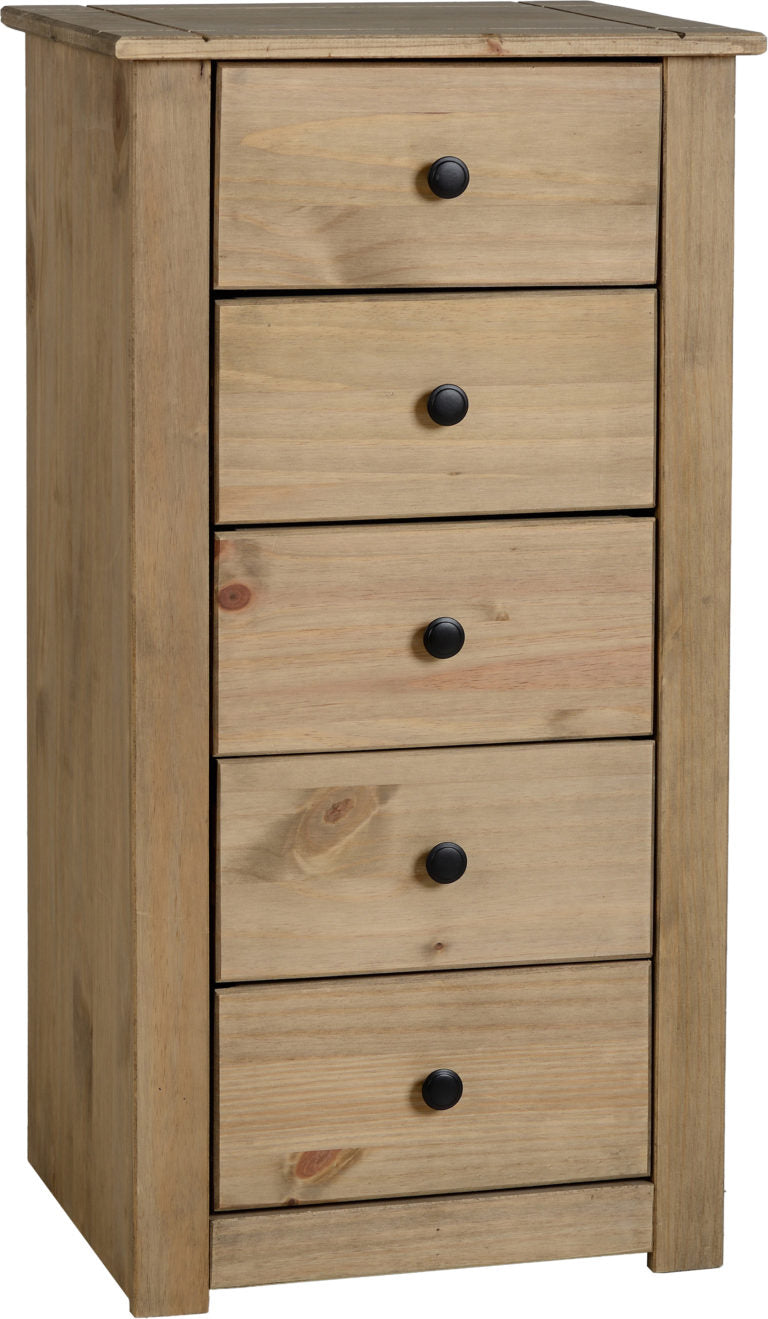 Panama 5 Drawer Narrow Chest Tallboy