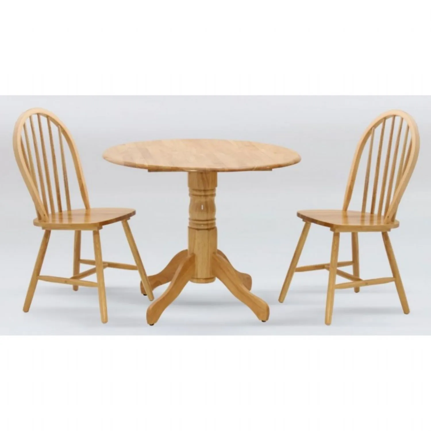 Natural Rubberwood Drop Leaf Table and 2 Chairs