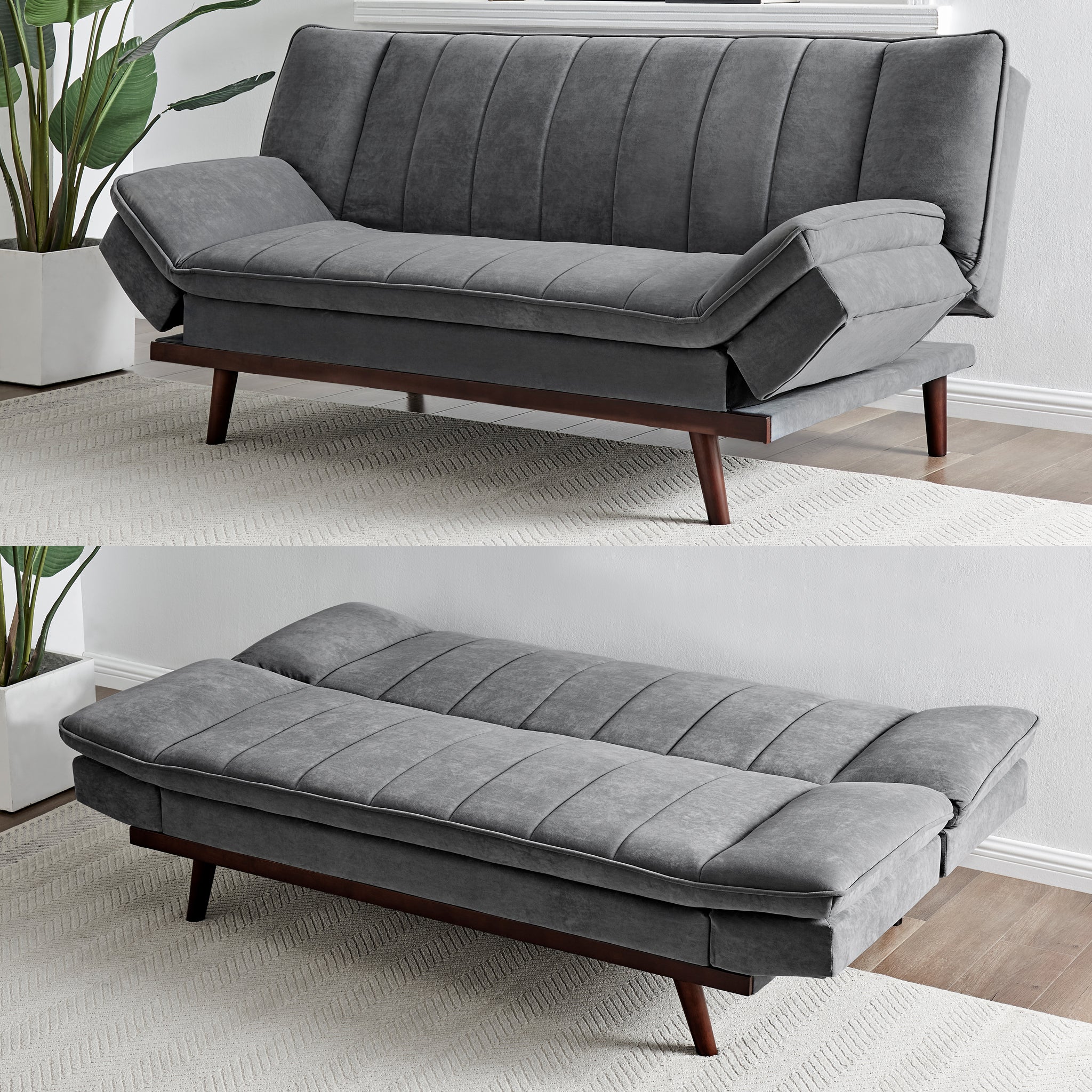 Mondaine Sofa Bed Click Clack Double – Grey Velvet