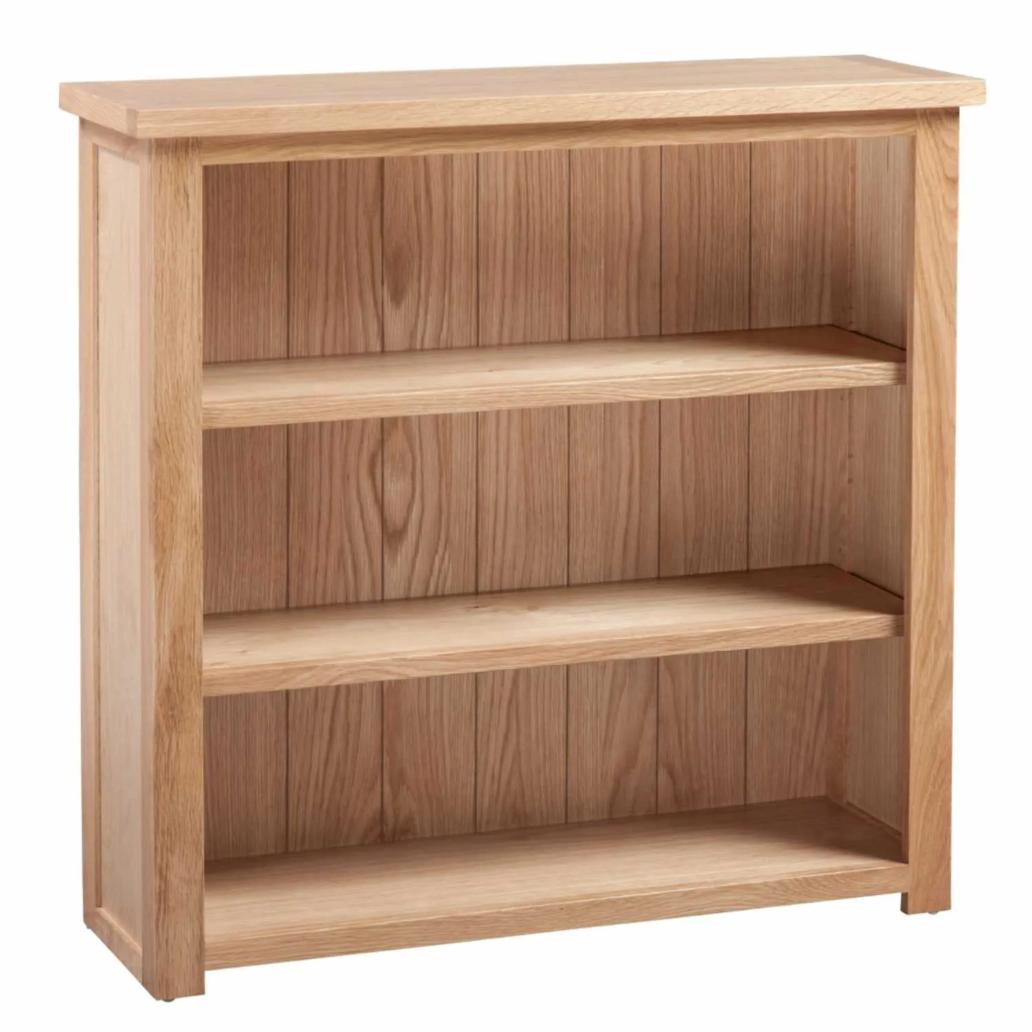 Small Oak Low Bookcase 3 Open Shelves Storage Display Unit Moderna Collection