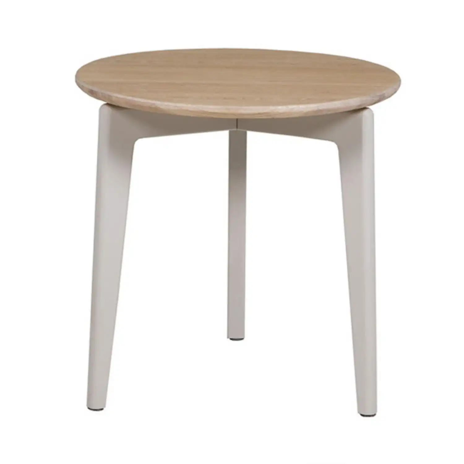 Scandi Taupe Base Round Lamp Table Oak Top