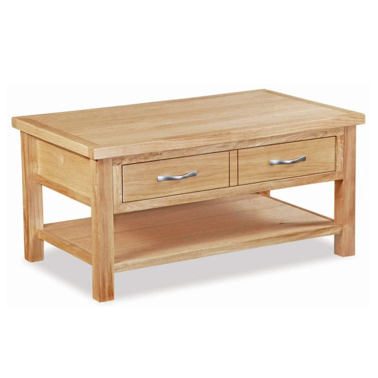 Bevel Natural Solid Oak 2 Drawer Coffee Table