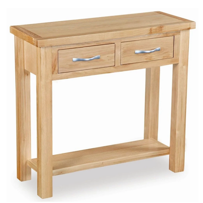 Bevel Natural Solid Oak 2 Drawer Console Table