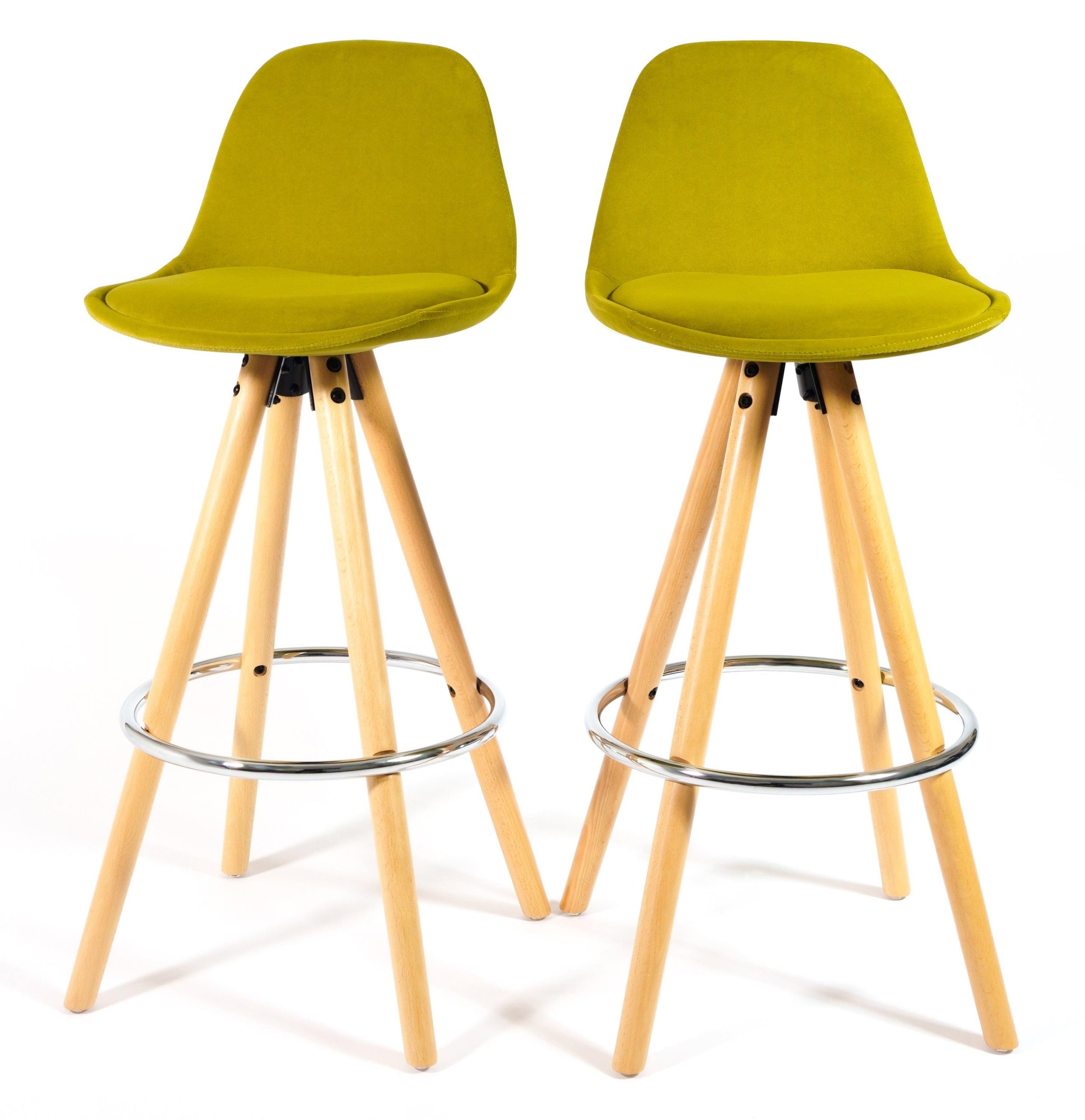 Barcelona Bar Stools Matte Velvet – Olive Green