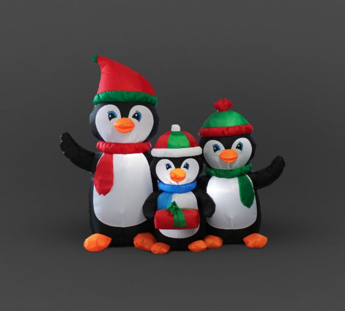 1.5m Inflatable Penguin Family with 12 LEDs