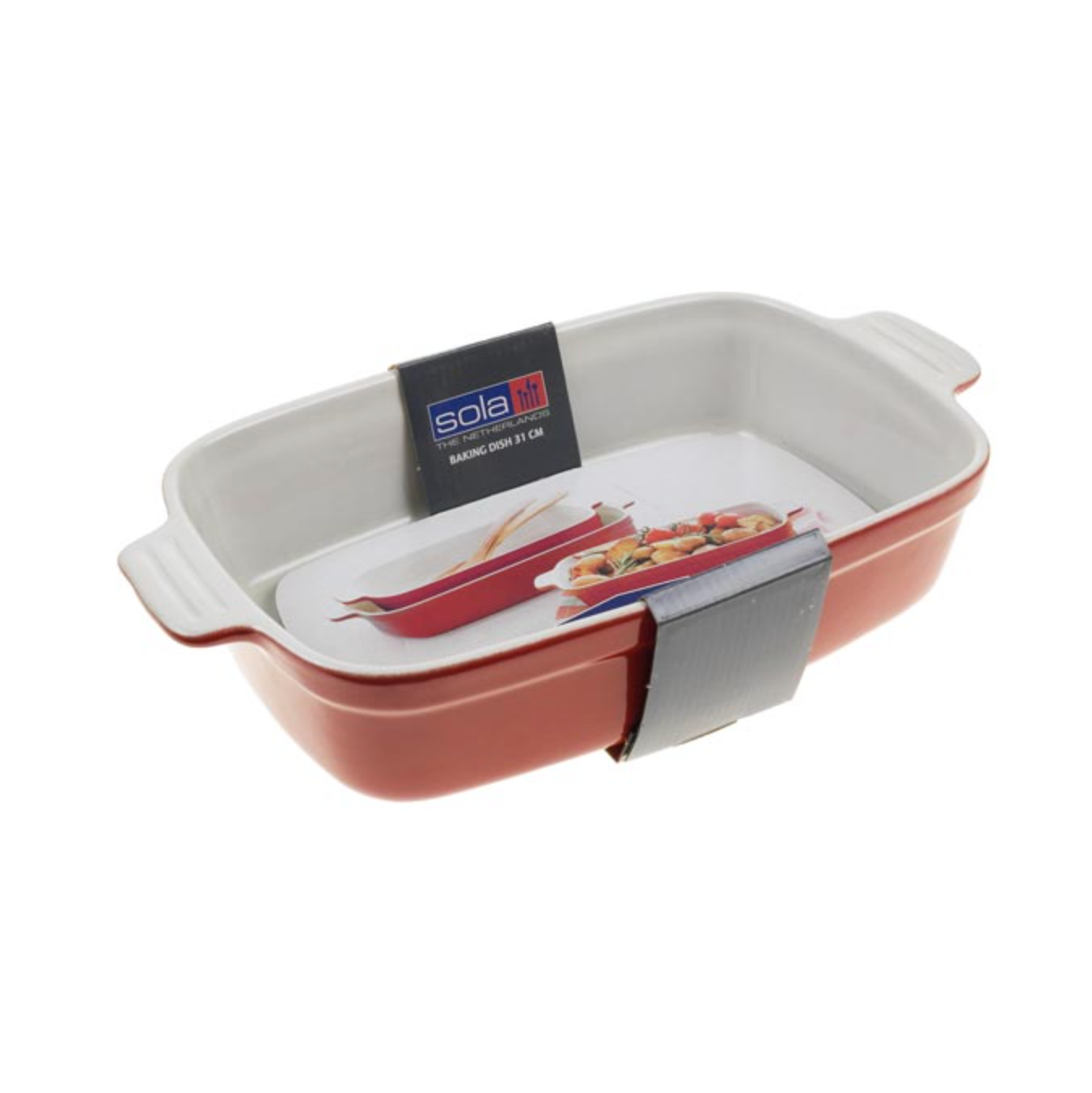 Sola Stoneware Red Glazed Oven Baking Dish 31cm