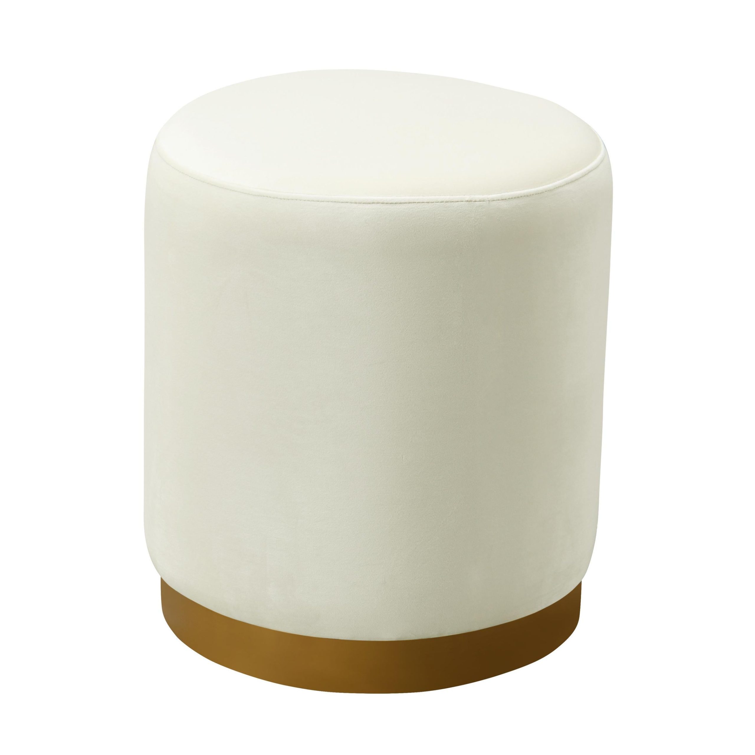 Opal Cream Velvet Ottoman with Gold Base