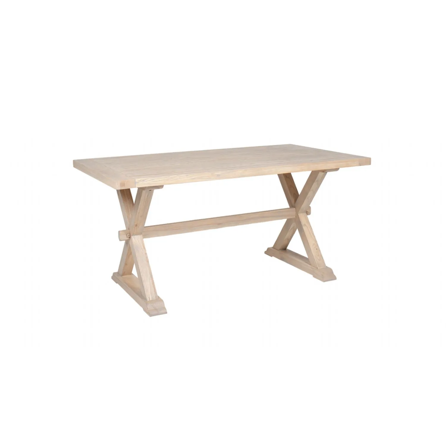 Rustic White Washed Natural Oak Dining Table 160cm