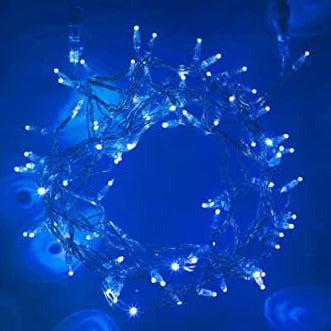 Indoor/Outdoor Static LED Waterproof Fairy Lights with Clear Cable (100) – Blue