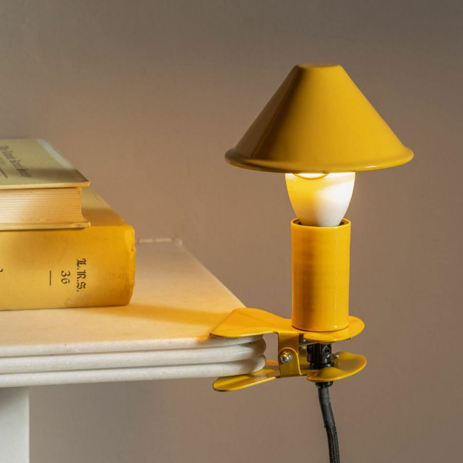 Mustard Enamel Mushroom Clip Lamp