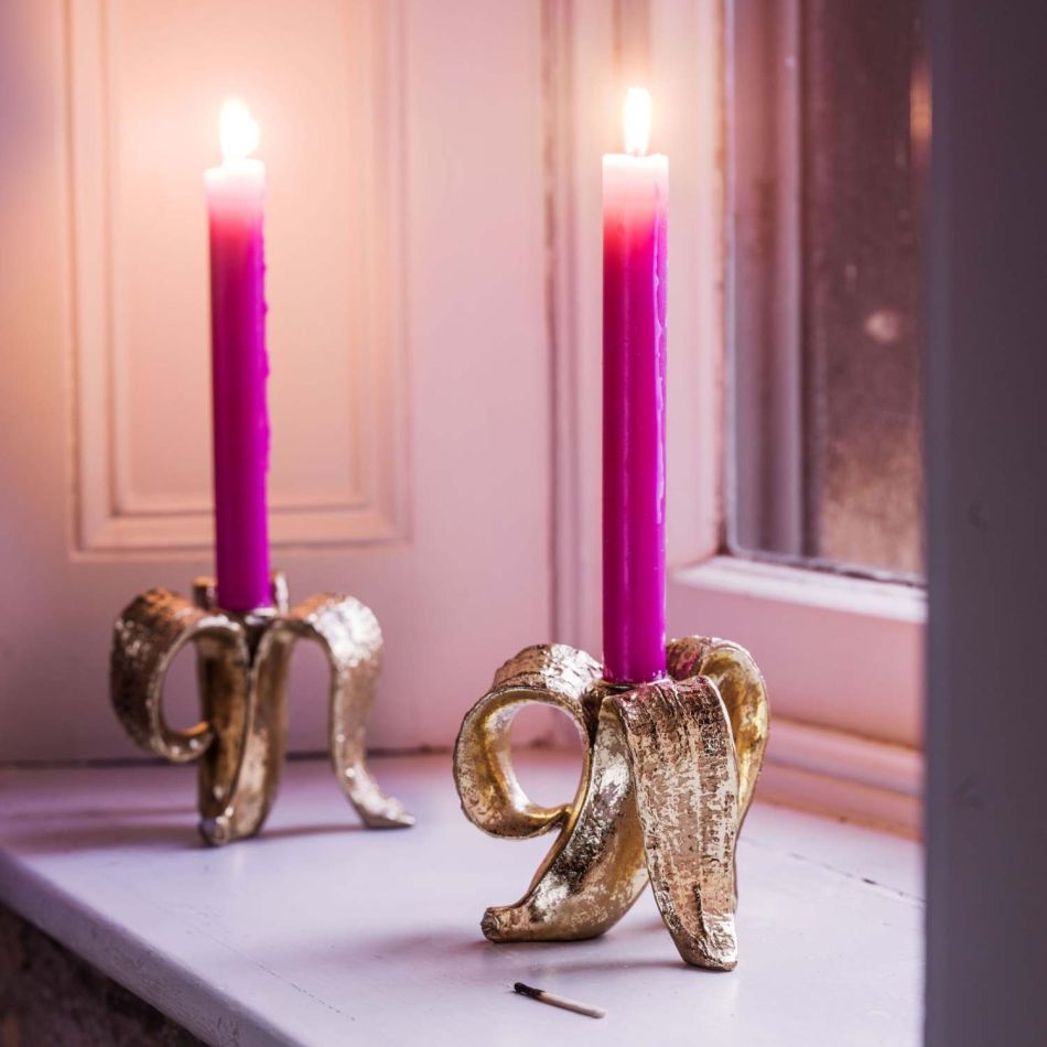 Gold Banana Candle Holder