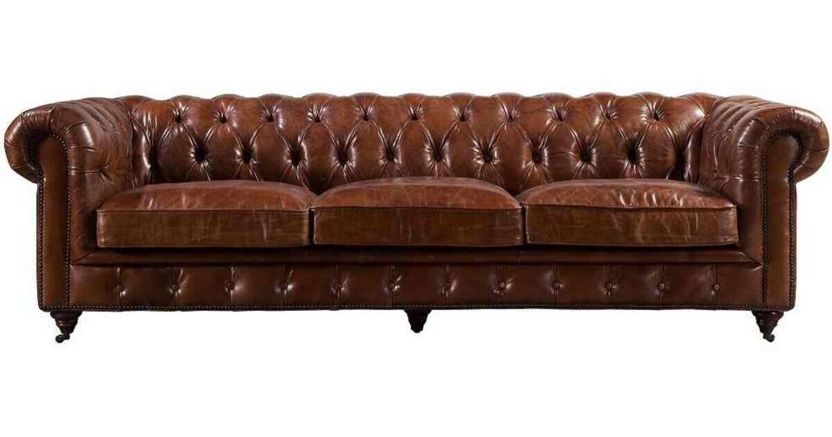 Chesterfield Buttoned Vintage Distressed Leather 3 Seater Sofa