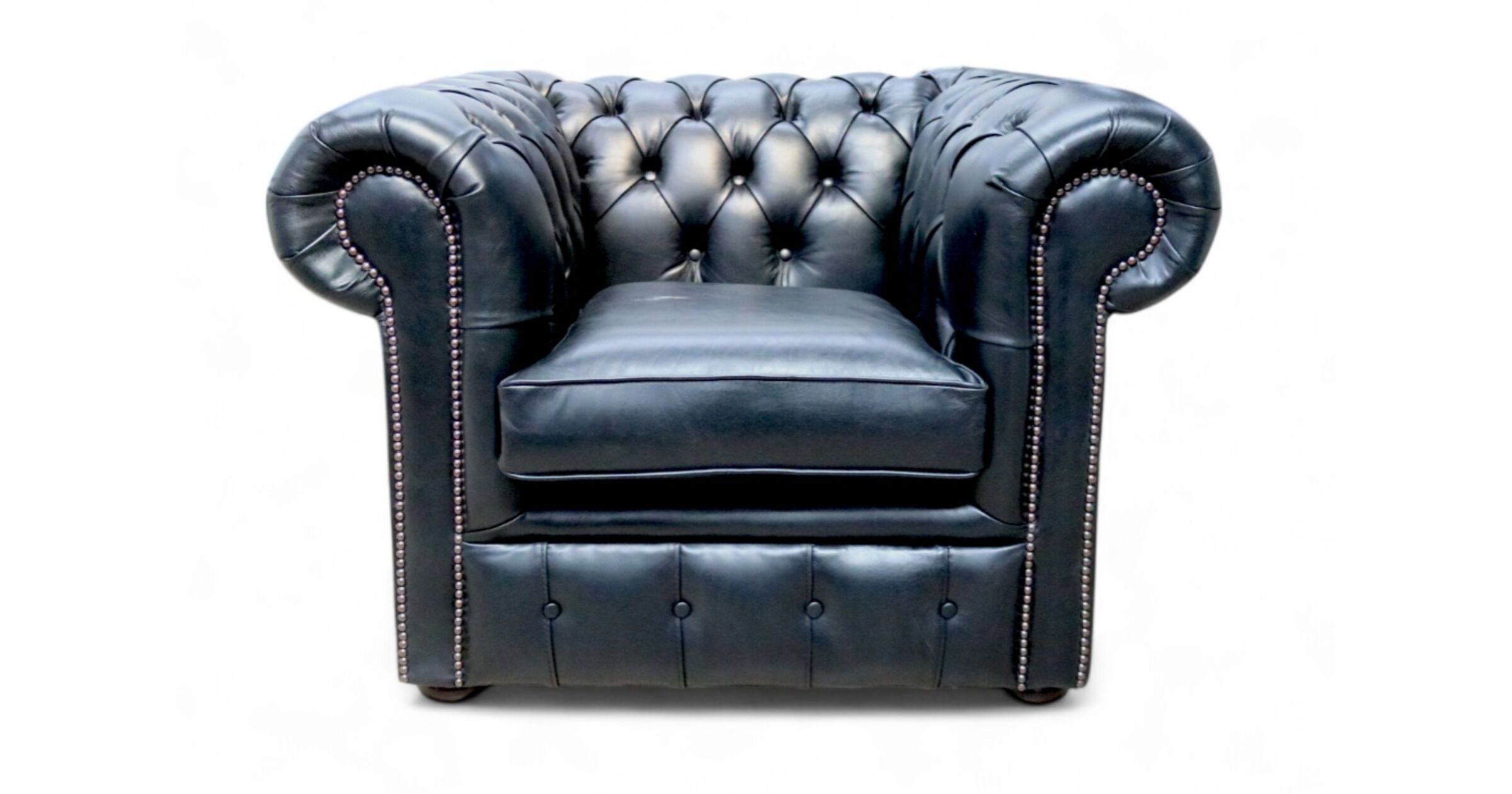 Chesterfield Club Chair Old English Black Leather