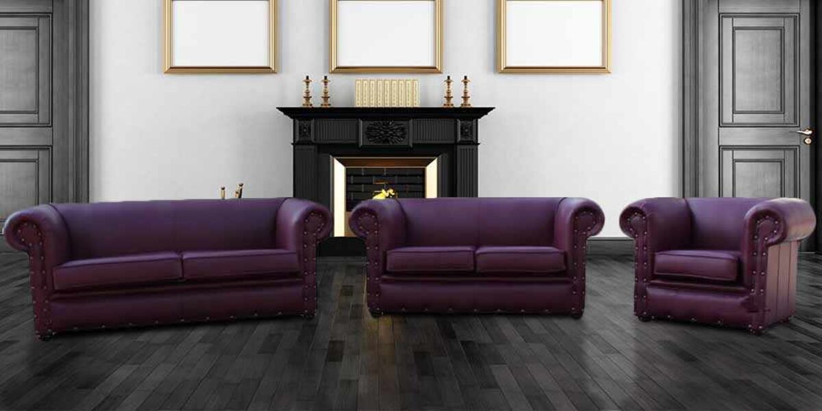 Buy Aubergine Sofa 3+2+1 | Leather Chesterfield Sofa|Made in UK|Desig­ner­Sofas4U