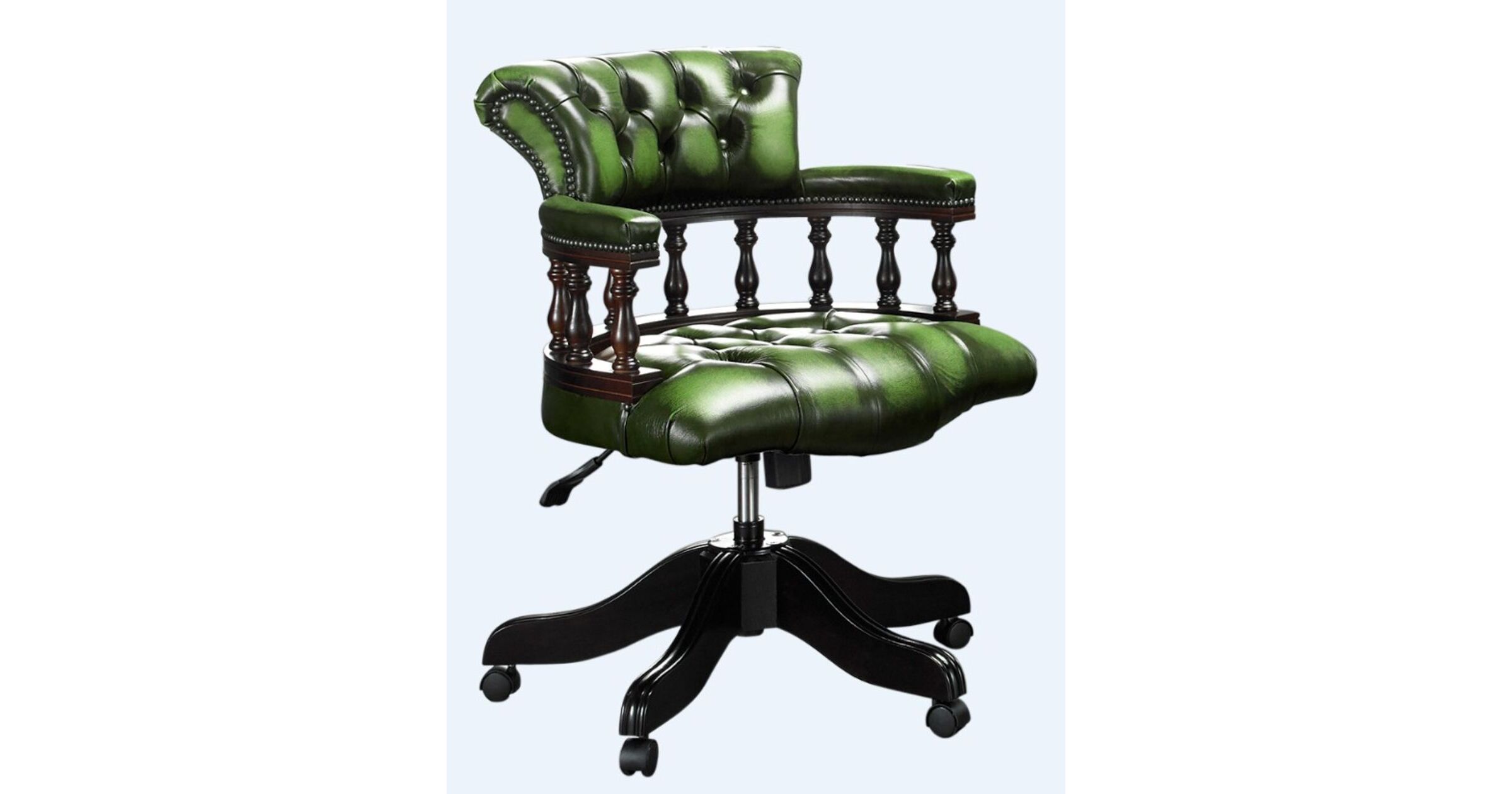 Chesterfield Captains Office Chair Antique Green Leather