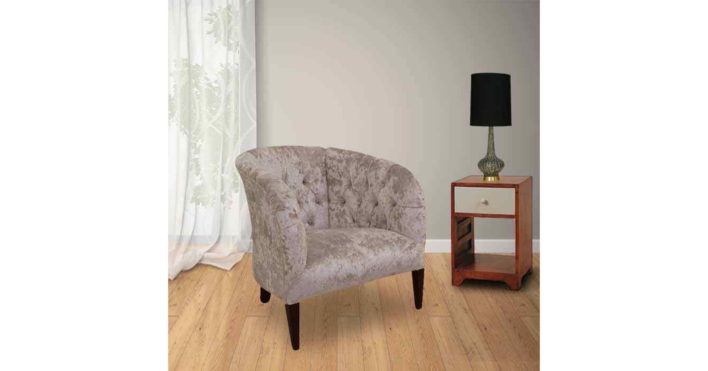 Chesterfield Mayfair Crystal Low Back Tub Chair Lustro Chalk Velvet