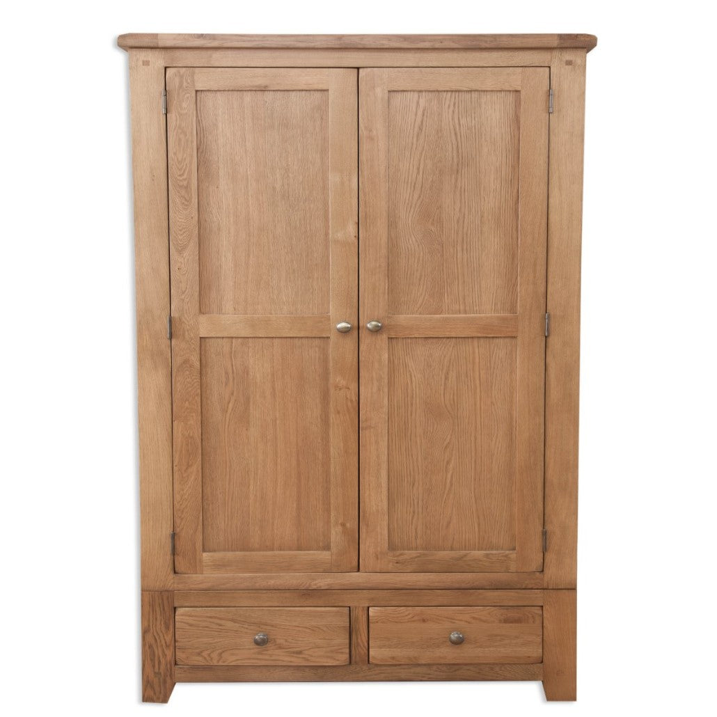 Wiltshire Country Oak 2 Door 2 Drawer Wardrobe