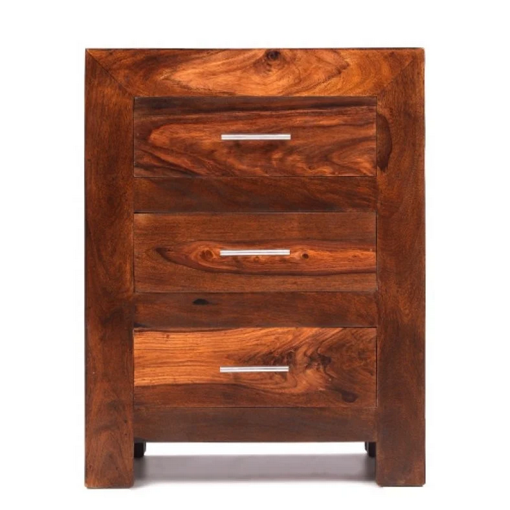 Cuba Sheesham 3 Drawer Bedside Cabinet