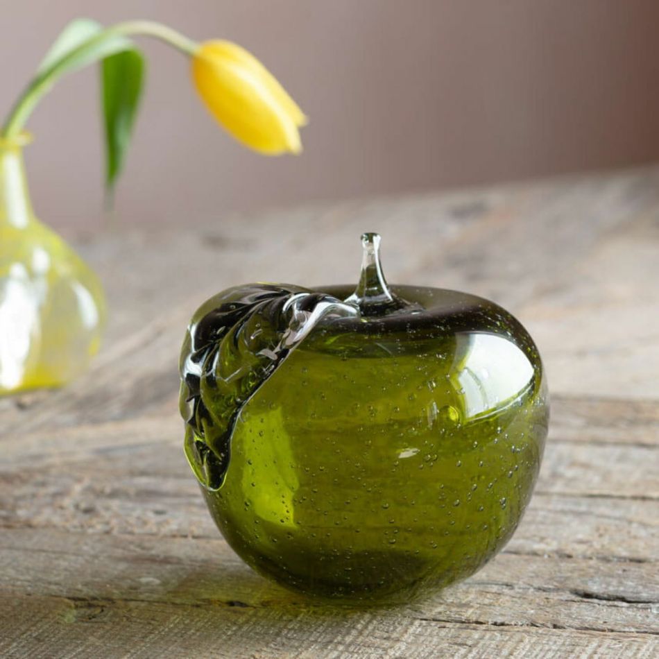 Green Glass Apple Ornament