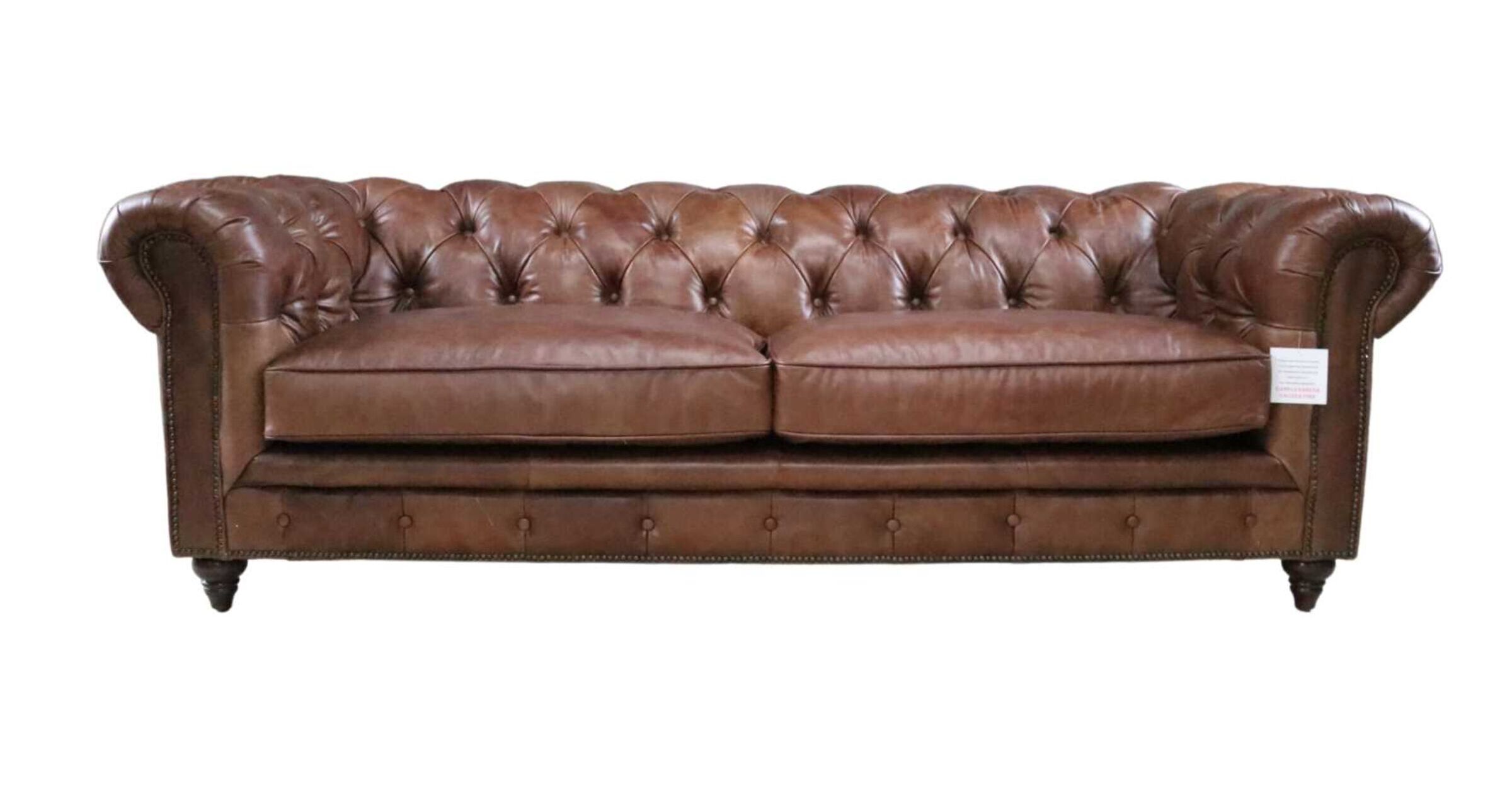 Earle Grande Chesterfield Vintage 3 Seater Nappa Chocolate Brown Real Leather Sofa