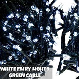 Indoor/Outdoor 8 Function LED Waterproof Fairy Lights with Green Cable (800 Lights – 60M Cable) – White Lights