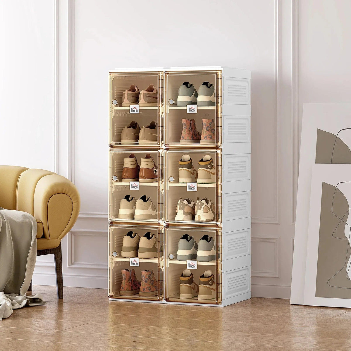 Plastic Shoe Storage Cabinet – White/Brown