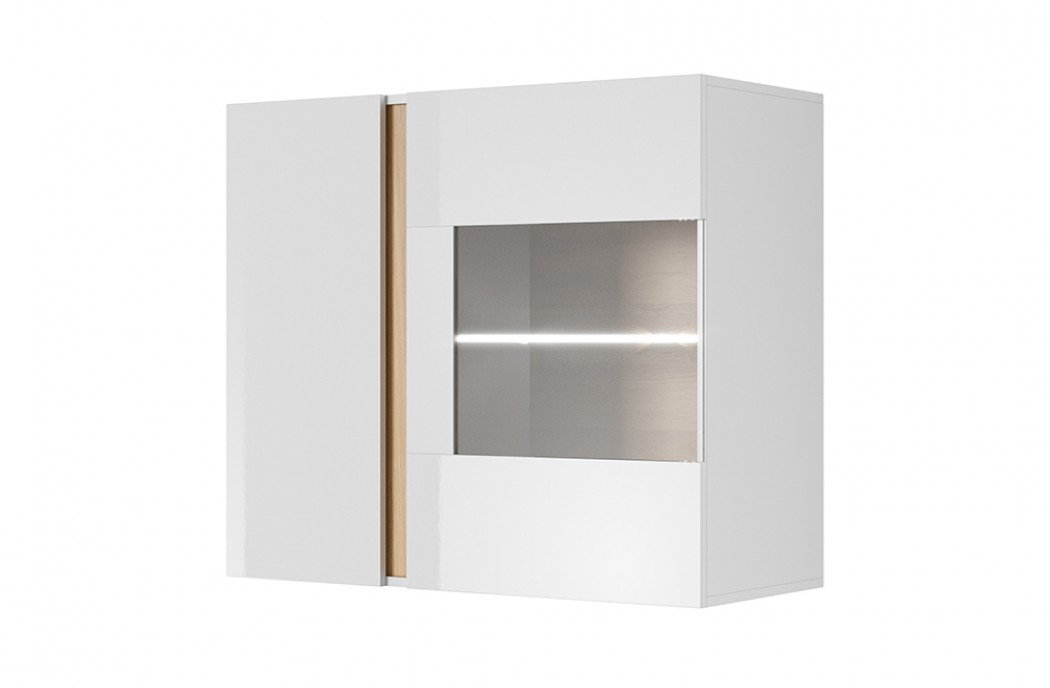 Living Room Furniture Arco Wall Display Cabinet White Gloss/Oak