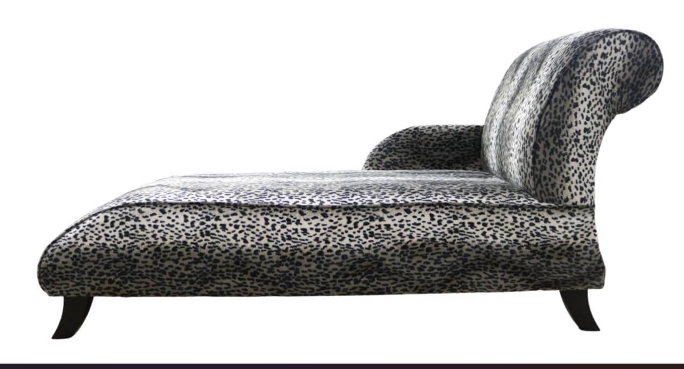 Grey Cheetah Fabric Chaise Lounge Seat | Free warranty | DesignerSofas4U